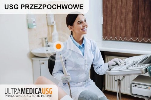 Ginekolog z głowicą do badania USG dopochwowego Ginekolog z głowicą do badania USG dopochwowego